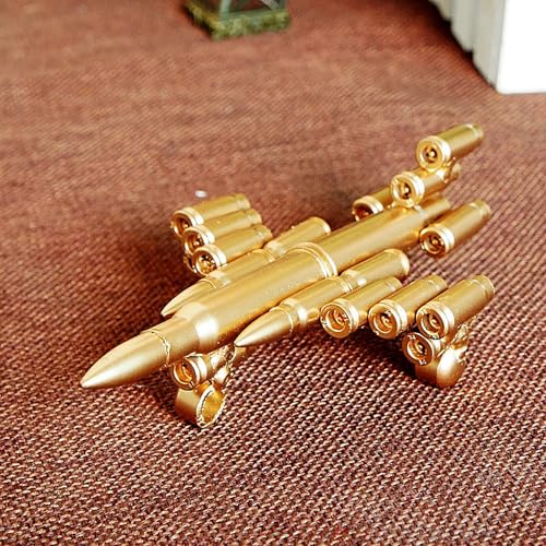 Handmade Bullet Shell Fighter Airplane Sculpture Metal Military Art Decor