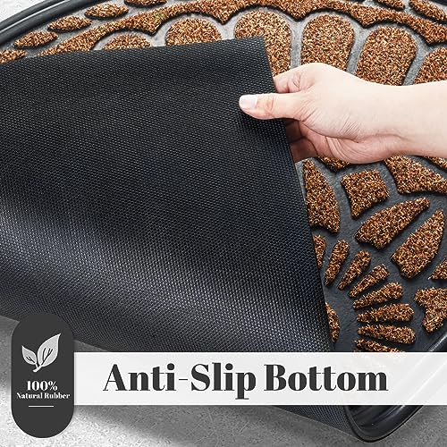 Half Round Rubber Door Mat 24x36 Inch - Non-Slip Heavy Duty Entrance Rug