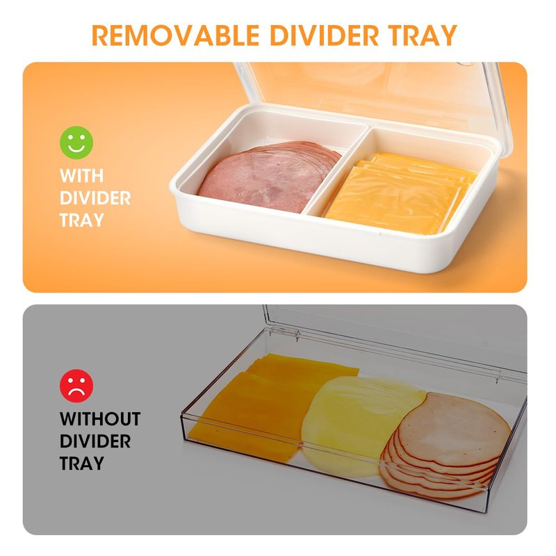 AIEVE Deli Meat Container for Fridge,Ham and Cheese Storage Box with Clear Lid & Silicone Seal, Lunch Meat Organizer for Refrigerator to Keep Food Fresh, 8.86" Length