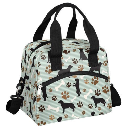 lakefvgk Cute Dog Paw Print Insulated Lunch Bag with Detachable Shoulder Strap & Carry Handle Reusable Eco-friendly Cooler Bag Tote Bag Picnic Box for Kids Men Women