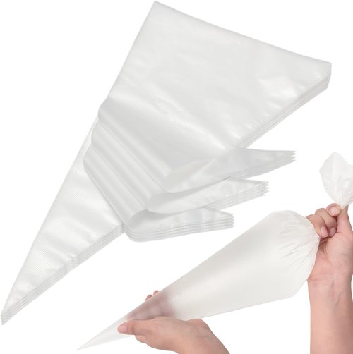 HOMIOVE 100-Pack Disposable Pastry Piping Bags - Thick Anti-Burst Tipless Icing Bags for Cakes & Cupcakes
