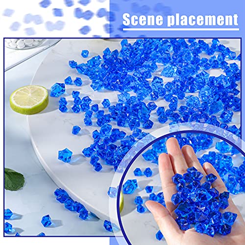 Geosar Royalblue Fake Ice Cubes & Crystals - 450 Pieces Acrylic Gems for Wedding & Party Decor