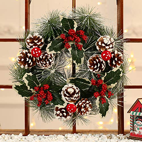 12-Inch Christmas Wreath with Berries and Floral Rustic Front Door Decor
