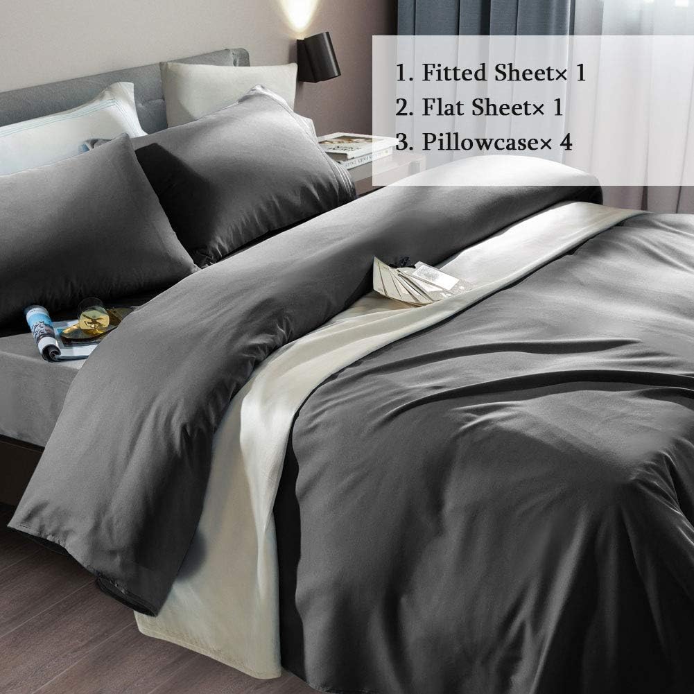 SONORO KATE Bed Sheet Set - Super Soft Microfiber 1800 Thread Count | Luxury Dark Grey Queen Size, Deep Pocket