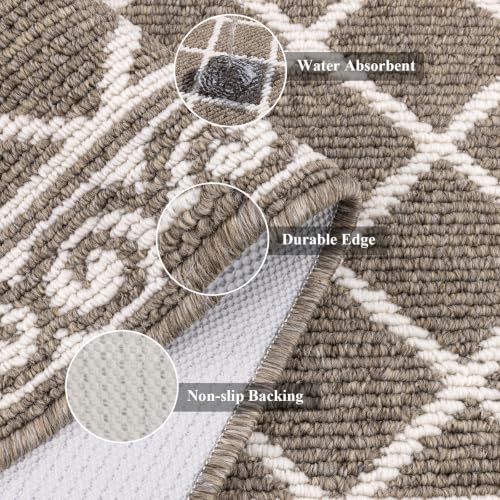 2-Piece Kitchen Rug and Runner Set, Non-Slip Washable Farmhouse Floor Mats
