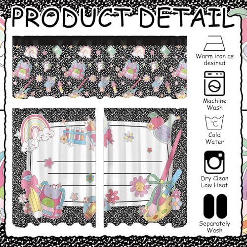 3-Piece Composition Notebook Curtain Set with Valance - 54"x18" & 27.5"x36"