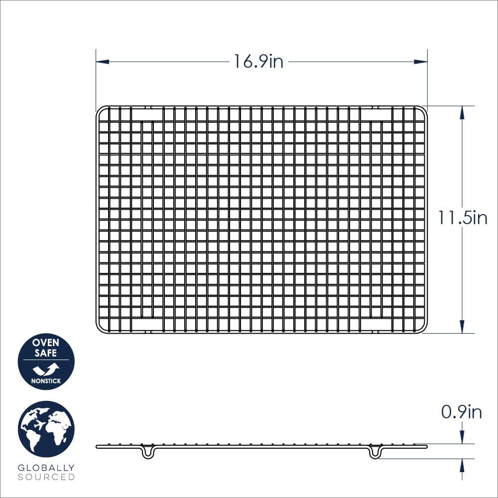 Nordic Ware Nonstick Baking & Cooling Grid - Oven Safe Steel | 1/2 Sheet Size