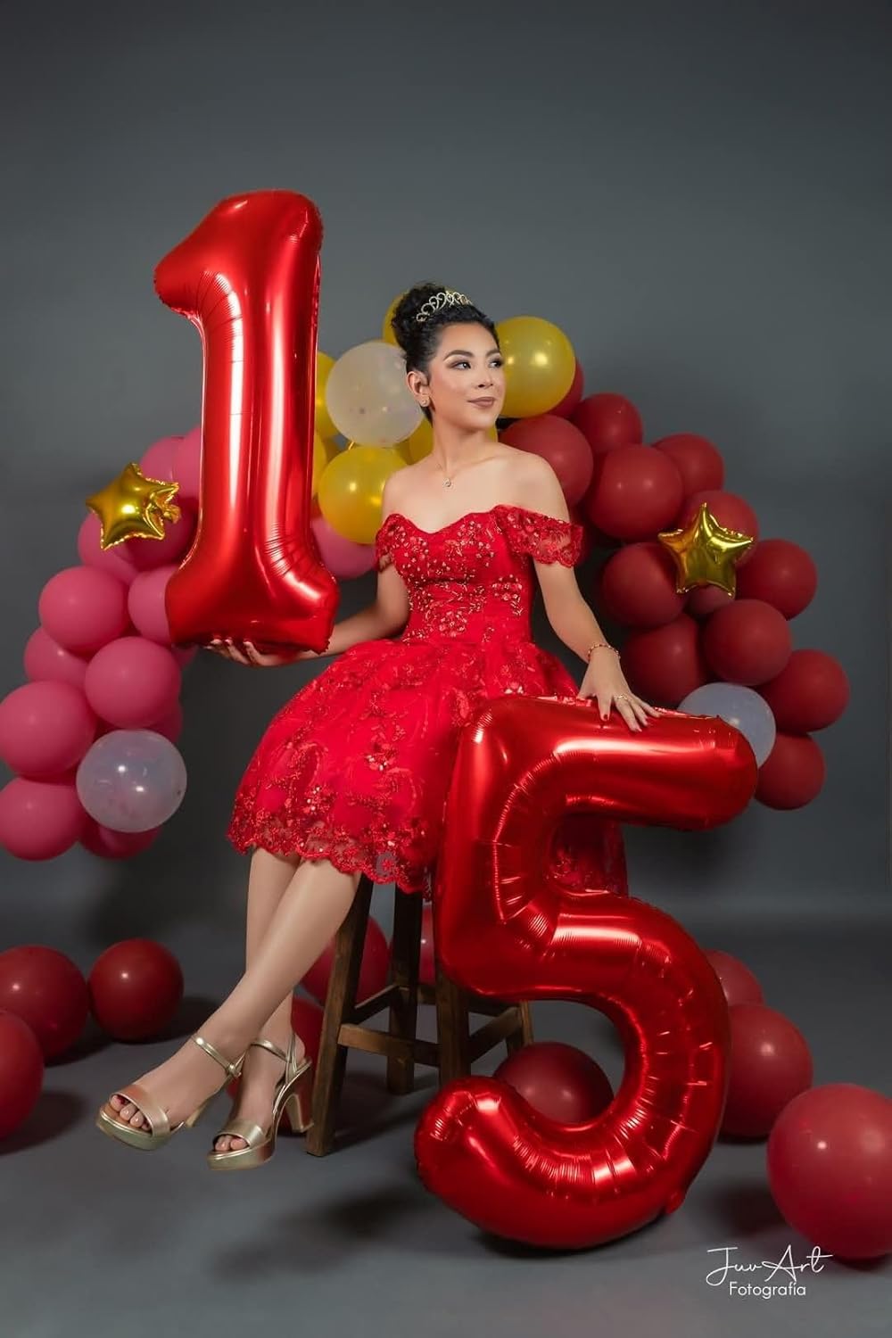 Number Balloon | 40-Inch Red Foil Balloon for 10th Birthday Celebrations & Special Events