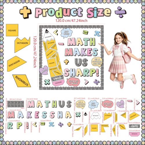 Math Makes Us Sharp Bulletin Board Decoration Set for Classroom Teachers