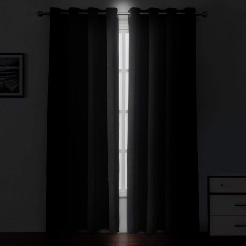 LEMOMO Blackout Curtains - Thermal Insulated Room Darkening Panels | 52 x 84 Inches, Set of 2, Black