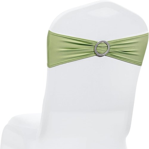 MDS Spandex Chair Sashes - Universal Fit Elastic Stretch Bands with Buckle for Weddings | Sage Green, Pack of 200