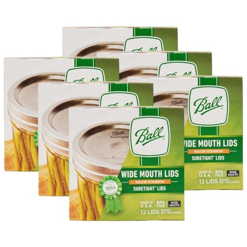 Ball Mason Jar Lids, Wide Mouth, 12 CT (Pack of 6)