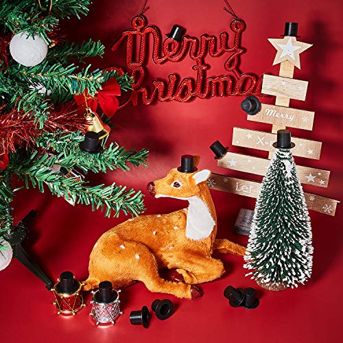Blulu 50 Pcs Mini Top Hats - Black Top Hats for Snowman Crafts