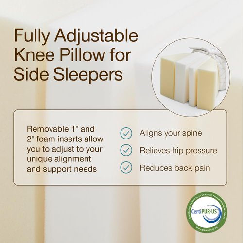 Coop Home Goods Leg Support & Knee Pillow for Side Sleeper, Adjustable Soft Orthopedic Leg Pillow for Sleeping, Pregnancy, Sciatica, Back, Hip and Joint Support with Washable Cover