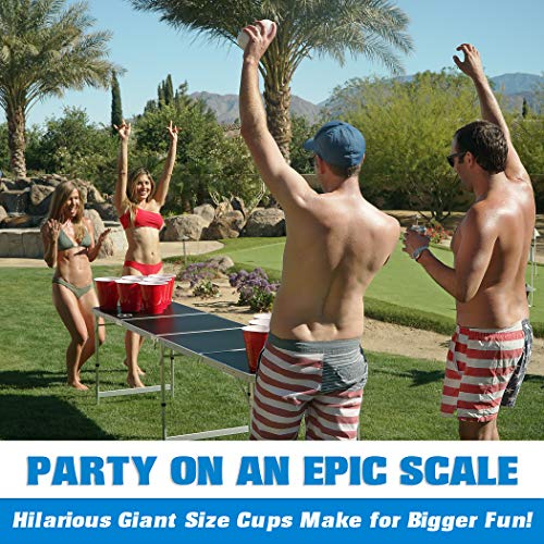 Giant Yard Pong Set - 24 Heavy-Duty 110oz Party Cups and 4 XL Pong Balls