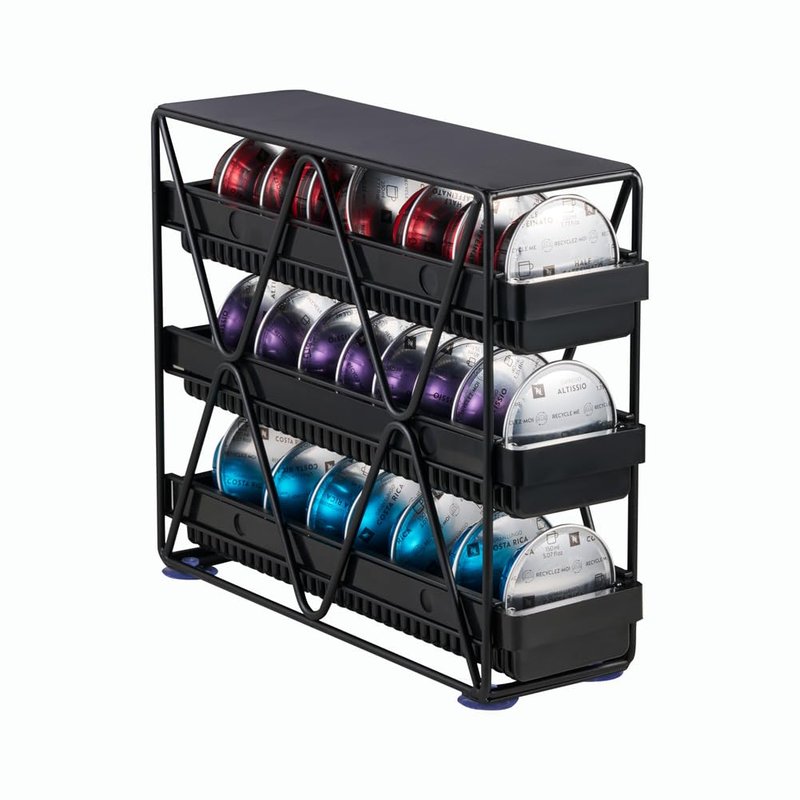 MEAERTON coffee Pod Holder 3 Tier Coffee Pod Holder For Countertop With 24 pods,Black 1pcs