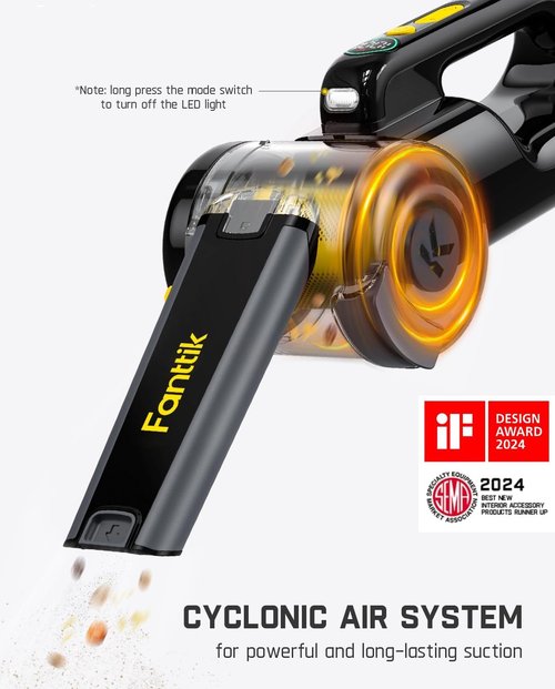 Fanttik Fold V10 APEX Cordless Car Vacuum - 17000Pa Suction Power, Smart LED Display, Portable for Home & Pets