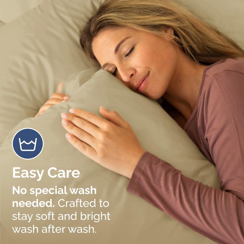 Skiennix Queen Pillow Cases Set of 2 - Ultra Soft Hotel Quality - Wrinkle Free & Stain Resistant - Beige