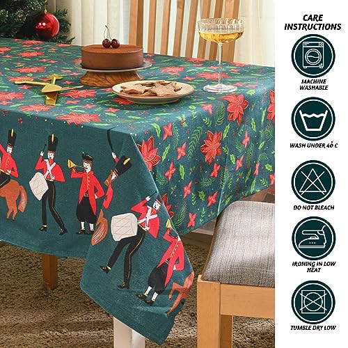 Folkulture Christmas Rectangular Table Cloth 60x102 Inch with Nutcracker Design