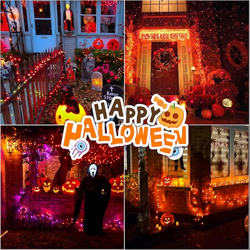 33ft 100 LED Orange Waterproof String Lights - 16 Modes Plug-in Fall Decor