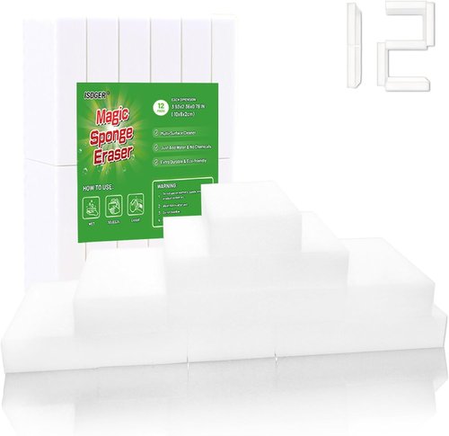 Magic Melamine Sponge Eraser - GRS Certified 12 Pack | No Scratch, Super Absorbent Cleaning Sponges for Home