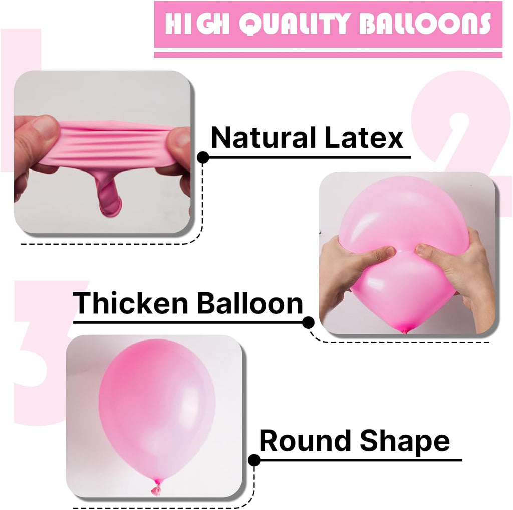 PartyWoo Pink Balloons - 127-Piece Matte Pink Balloon Arch Kit for Baby Showers & Parties | Various Sizes