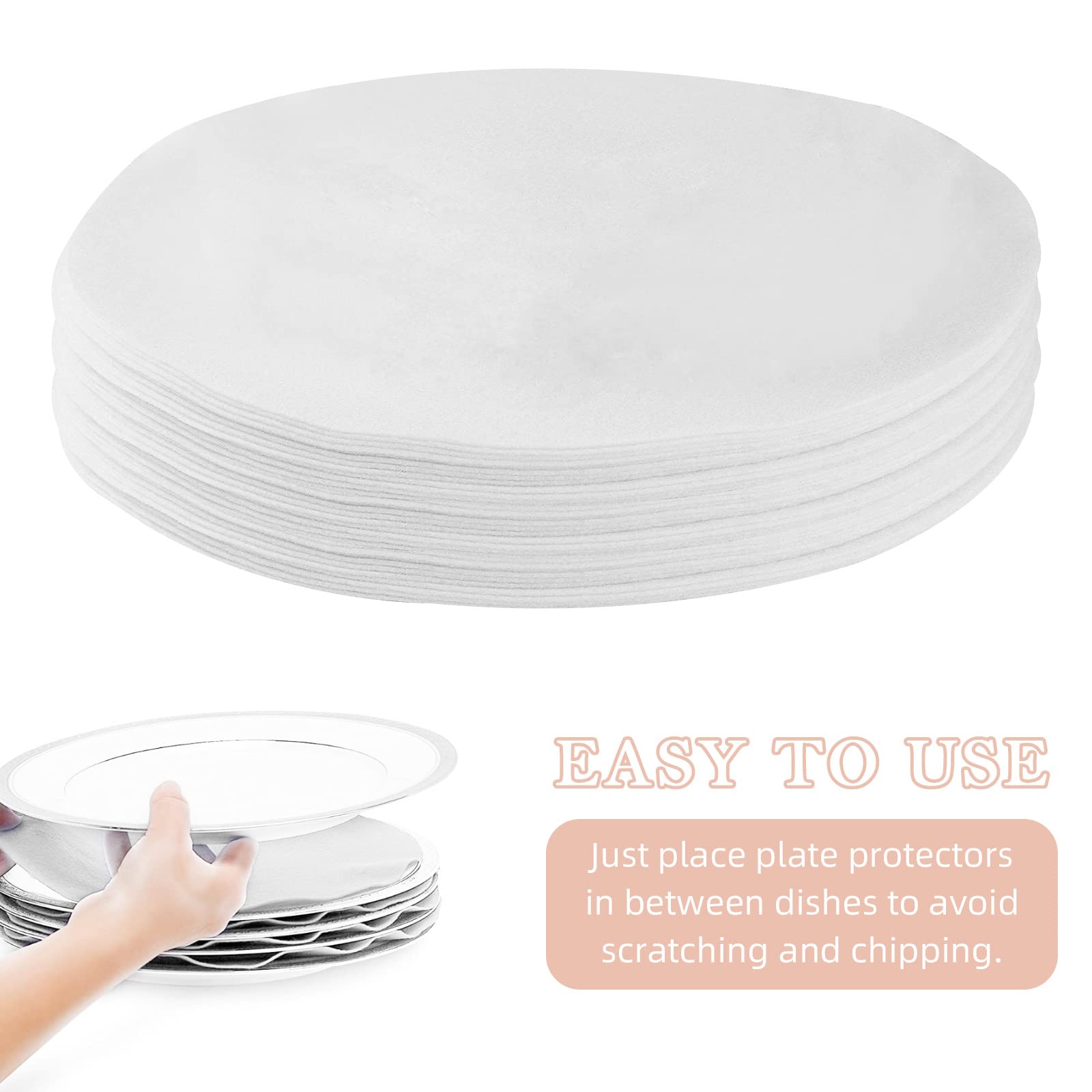 ReFeltidolom Thick Felt Plate Dividers, Set of 48 Plate Separators Round China Storage Dividers Dish Protectors White Felt Pads for Stacking China/Dish/Saucers, 10.5 Inch