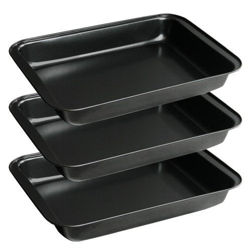 FISDEN Set of 3 Rectangular Cake Pan, Non-Stick Baking Pan for Oven, 9 x 13 Inch Deep Cookie Sheet Tray, BPA Free Bakeware for Brownie Lasagna Casserole Bread