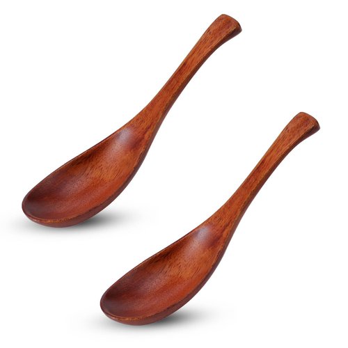 Wooden Spoons for Eating, 2PCS Wooden Serving Spoons Small Wood Spoon for Soup, Coffee, Salad Desserts, Chips, Snacks, Cereal, And Fruit