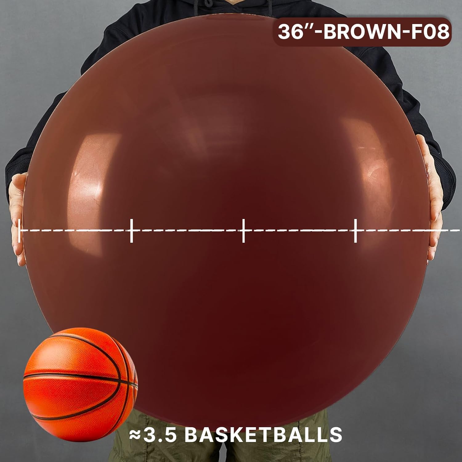 PartyWoo Dark Brown Balloons - 36 Inch Boho Neutral Latex Helium Balloons for Celebrations | 4pcs