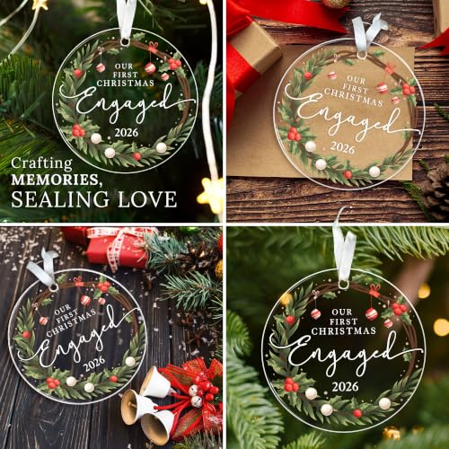 HEXMOZ Engaged 2026 Christmas Ornament for Couples - Bridal Keepsake Gift