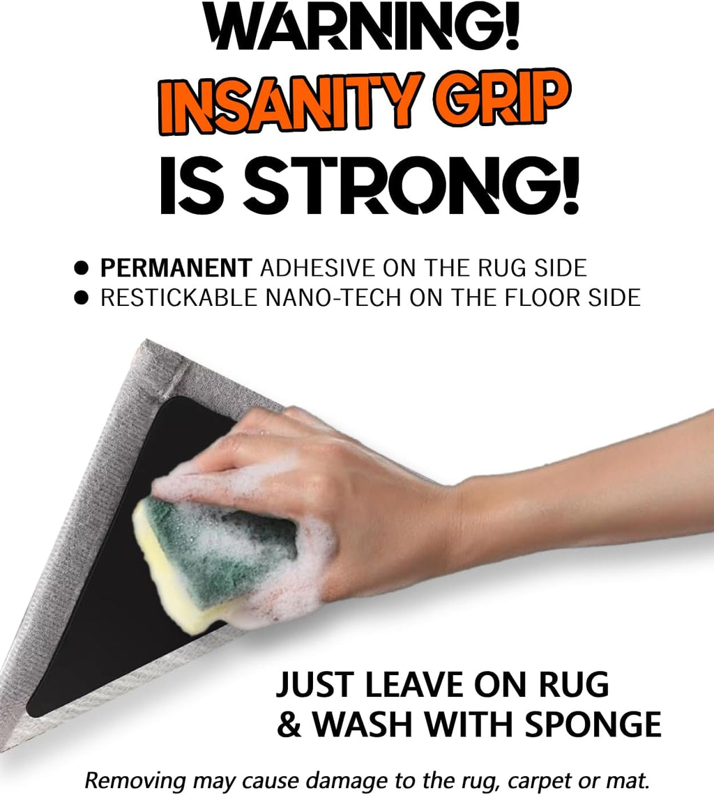 Skiennix Rug Tape - No Damage Grip for Hardwood & Cement Floors | 12 Pcs Non-Slip Pad for Home & Classroom