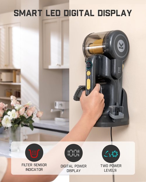 Fanttik Fold V10 Ultra Deluxe Handheld Vacuum - 17kPa Suction Power | Cordless, 35 Mins Runtime, Smart LED Display