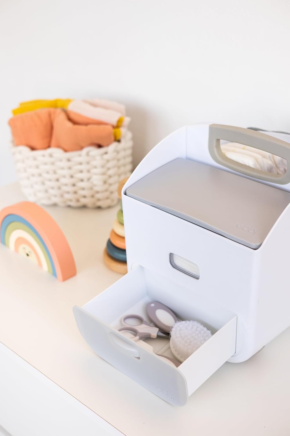 Ubbi Portable Diaper Changing Station - Diaper Storage Caddy Organizer with Folding Mat | Gray