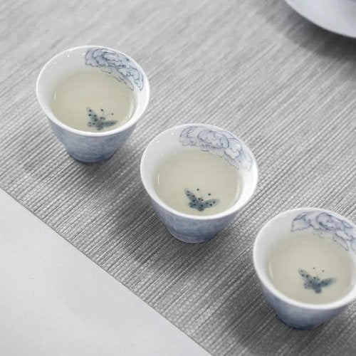 Hand-painted Kungfu Tea Set, Butterfly and Floral themed Chinese Tea Set, Gaiwan Gongfu Tea sets for adult, Ceramic Tea Ceremony Set, Gift for Tea Lovers