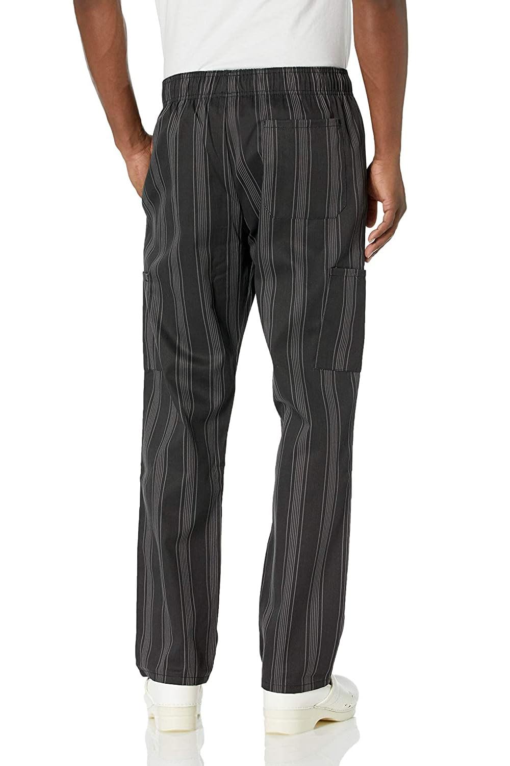Chef Code Modern Fit Unisex Cargo Chef Pants, Elastic Waist CC220 (Chalkstripe Gray, L)