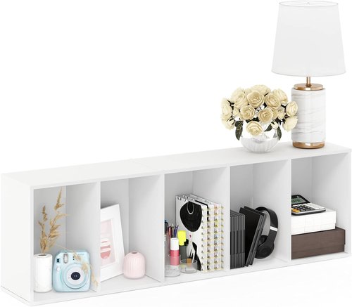 Furinno LUDER 5-Tier Bookshelf - Open Shelves for Easy Assembly | 9.4 x 15.8 x 52 Inches, White