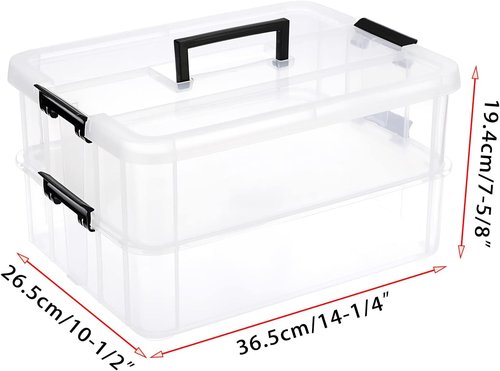 BTSKY Portable 2-Layer Stack & Carry Storage Box - Versatile Organizer for Crafts, Jewelry & More | Black