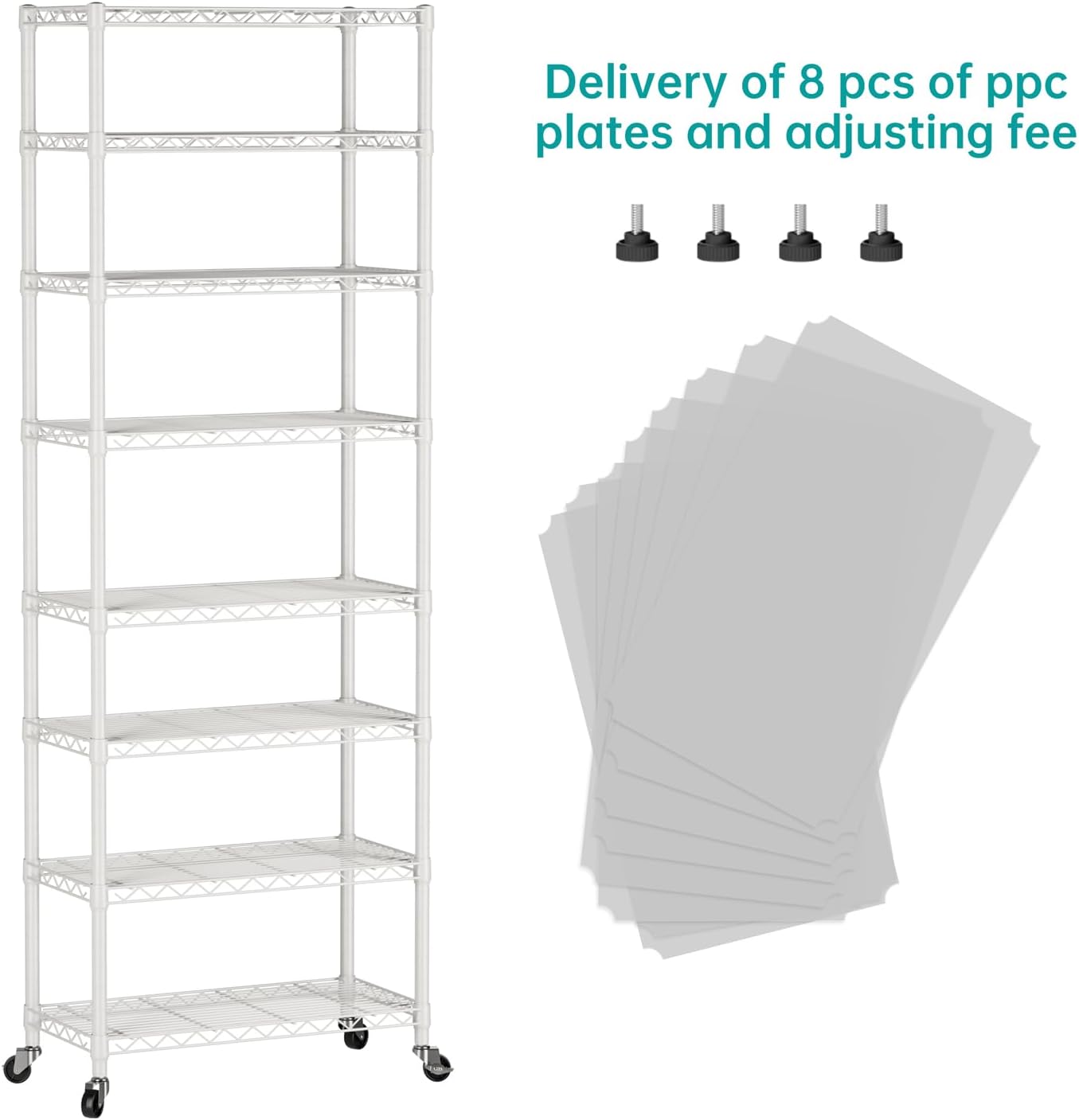 SINGAYE 8-Tier Metal Shelf Organizer - Adjustable Wire Shelving Unit for Kitchen, Garage & Pantry | 12" D x 22" W x 74" H - White
