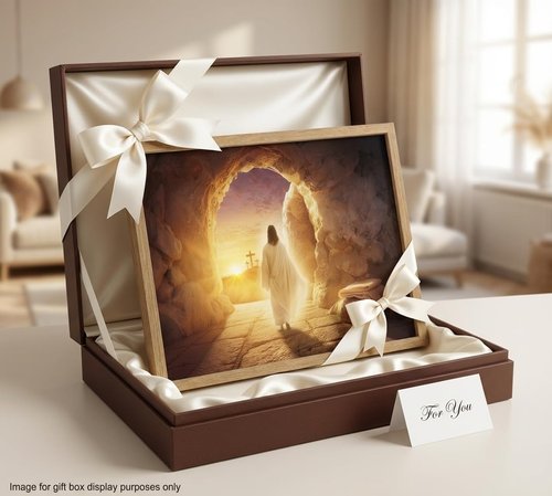 KYSNGMT Framed Jesus Resurrection Wall Art - He Is Risen Canvas Print for Home Decor | Perfect Easter Gift