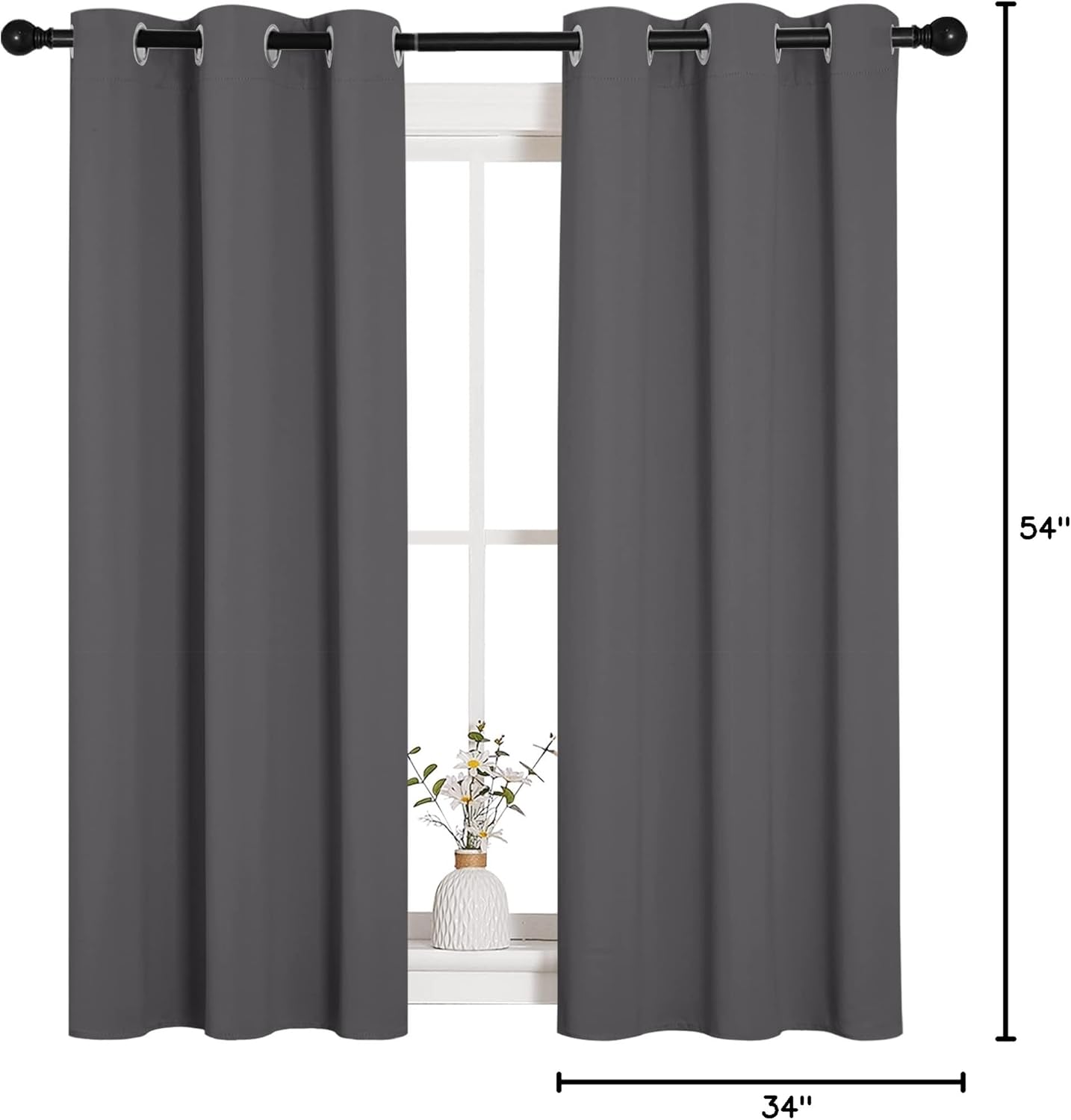 NICETOWN Blackout Drapery Panels - Thermal Insulated Microfiber Curtains | Gray, 34 x 54 Inches (Two Panels)