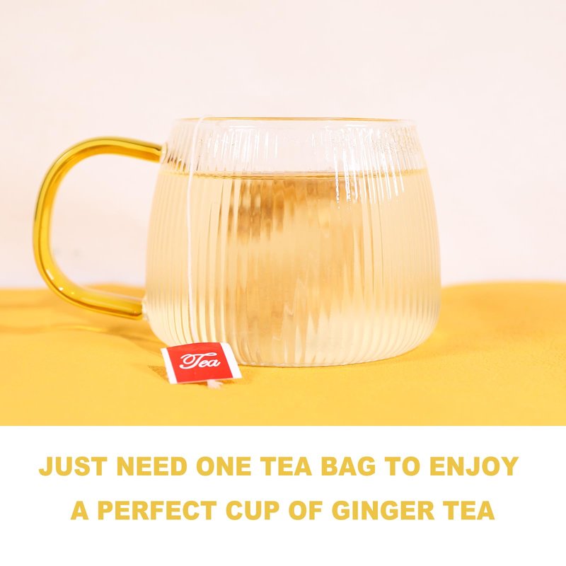 TEARELAE - Ginger Tea Bags, 64 Count - 100% Pure Ginger Root Tea, Soothing & Spicy - Non-GMO - Caffeine-free - Aid Digestion & Support Respiratory