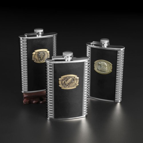TOX TANEAXON 10 oz Scorpion Pattern Pocket Stainless Steel Whiskey Liquor Hip Flask with Funnle and Box