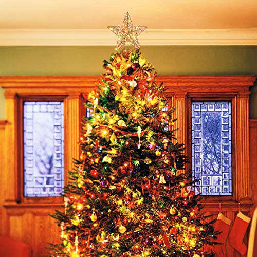 12-Inch Gold Christmas Tree Topper Star with Lights, Elegant Holiday Decor