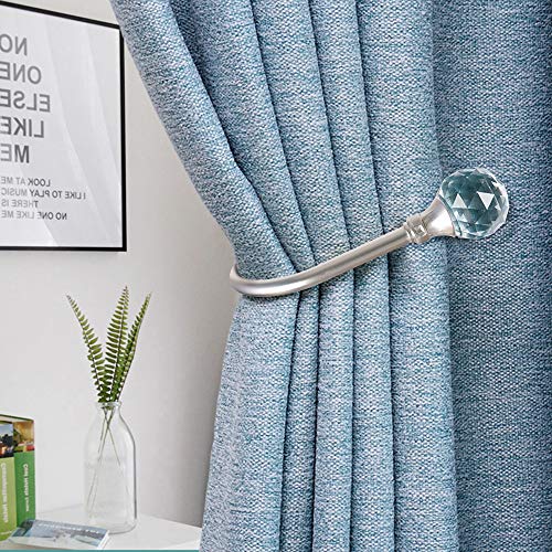 Metal Curtain Holdbacks with Crystal Ball, 2-Pack Heavy Duty Wall Hooks