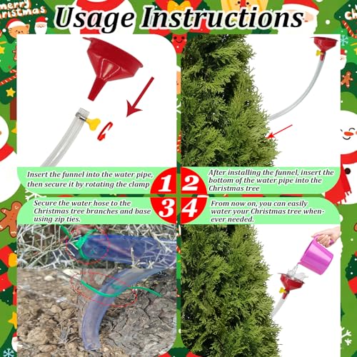 Christmas Tree Watering Funnel System (2 Pack) - 5ft Hose Hydration Device