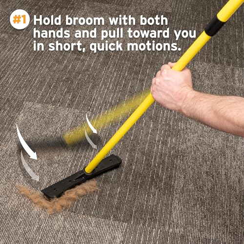 Pet Hair Removal Rubber Broom with 58-Inch Telescopic Handle & Squeegee