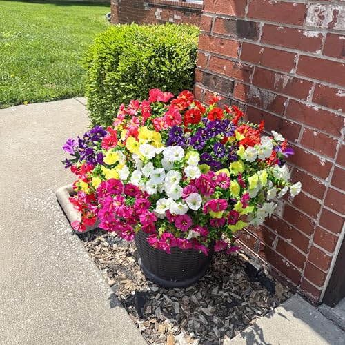 Outdoor Artificial Morning Glory Flowers - 12 Bundles UV Resistant Faux Plants