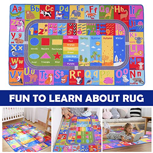 Educational Alphabet & Numbers Play Rug for Kids - 3x5 Non-Slip Area Carpet