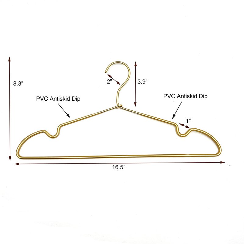 Koobay Premium Clothes Hangers 16.5" Metal Gold Coat Hangers Non Slip Hook Laundry Wire Suits Shirt Hangers Save Space Closet Storage Pants Hanger 30Pack